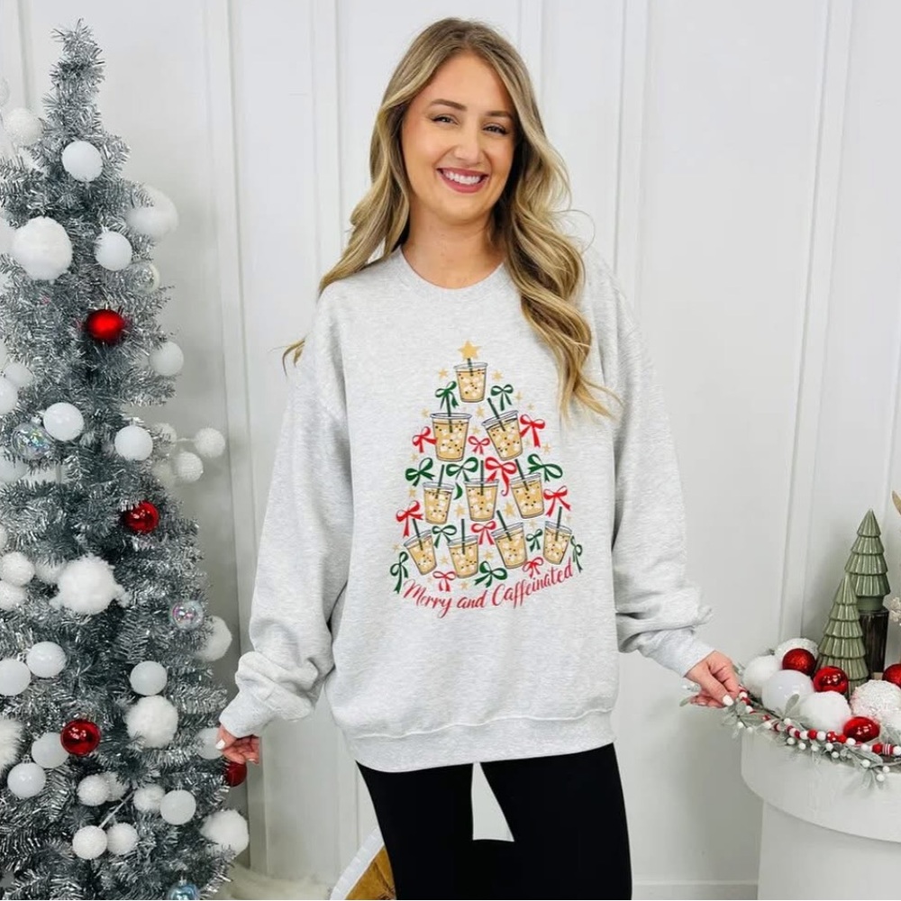 NEW MOCO Boutique Merry and Caffeinated Sweatshirt